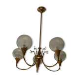 Brass and glass chandelier year 70