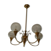 Lustre laiton et verre année 70