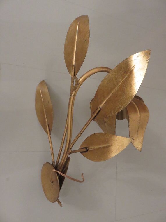 Applique fleur en métal doré années 70