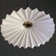 Old pendant light in white pleated glass - delivered with new brass socket and new cable