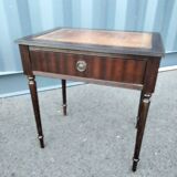 Pair of bedside tables side tables old leather top style louis xvi