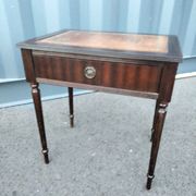 Pair of bedside tables side tables old leather top style louis xvi