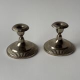 Antique silver-plated metal candlesticks