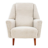 Beige bouclé armchair, danish design, 1960s
