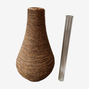 Vase wicker rattan xxl 1960