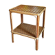 Table desserte d'appoint en bois et rotin années 50