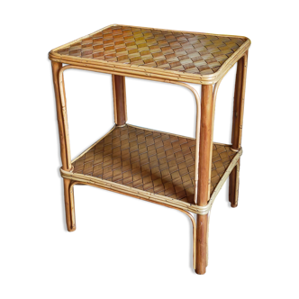 Side service table in wood and rattan 50s