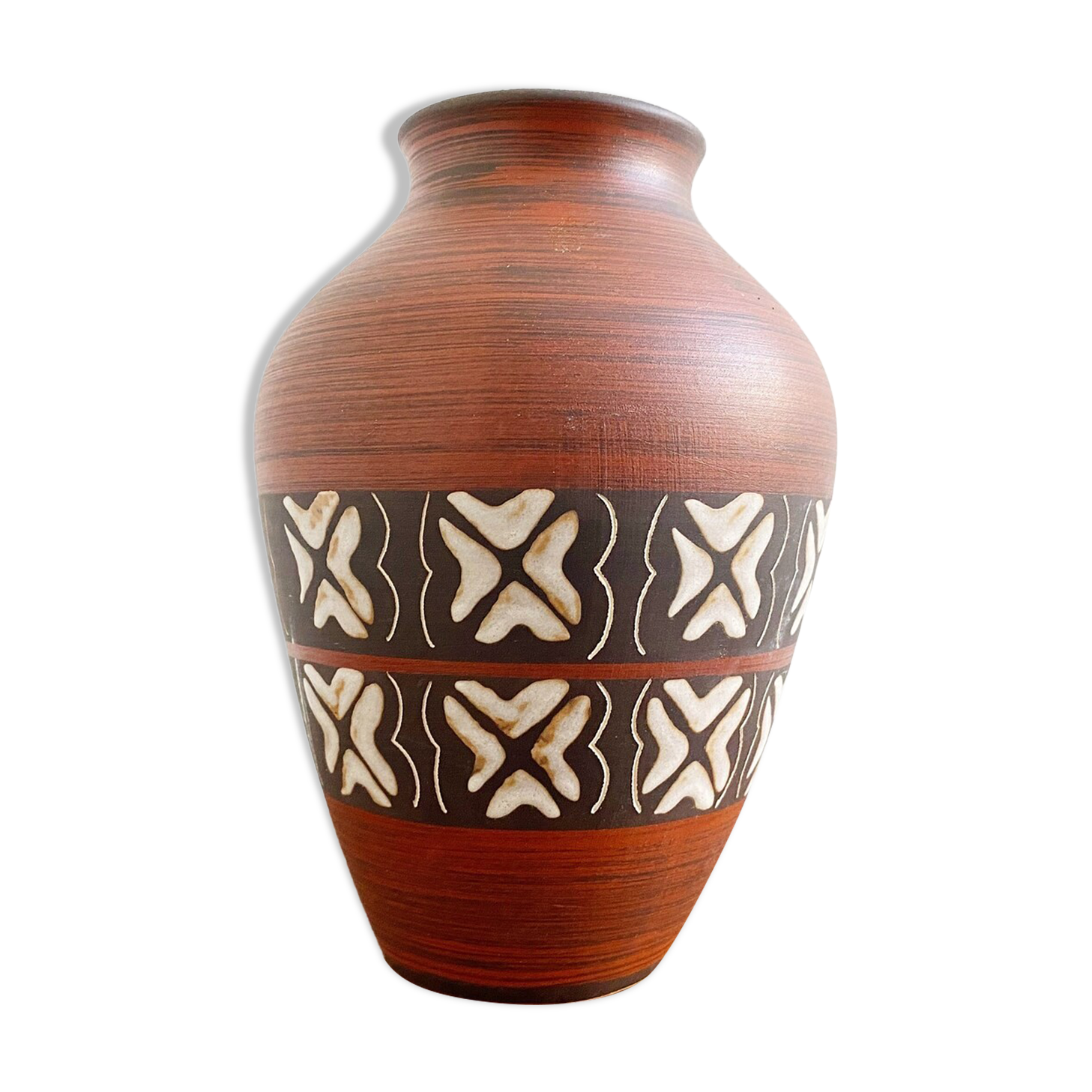 Vintage brown ceramic German vase, Mid Century West Germany pottery