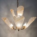 Italian murano glass chandelier hollywood regency design , 1970
