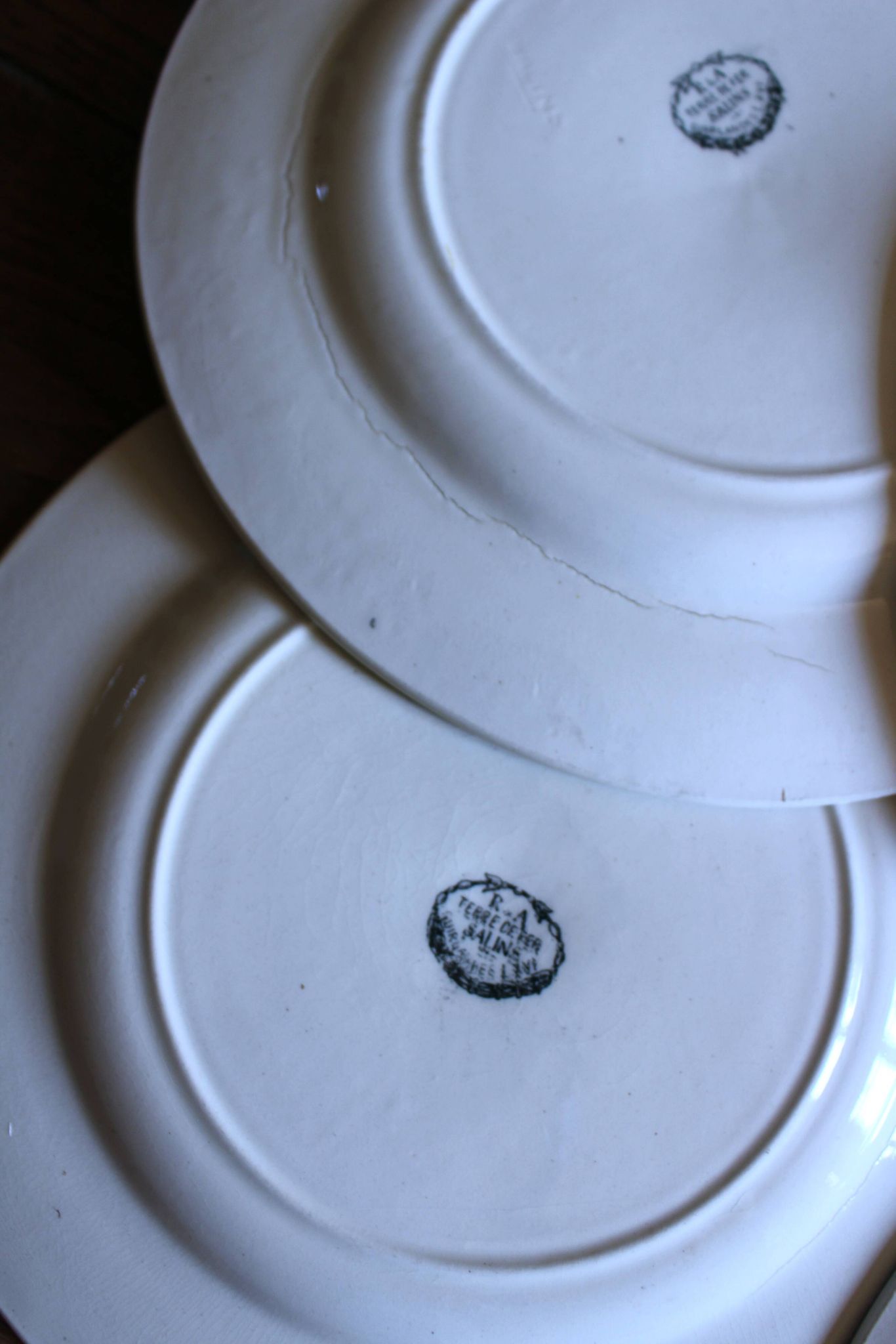 A set of 6 flat plates Terre de Fer Guirlandes Louis XVI Salins