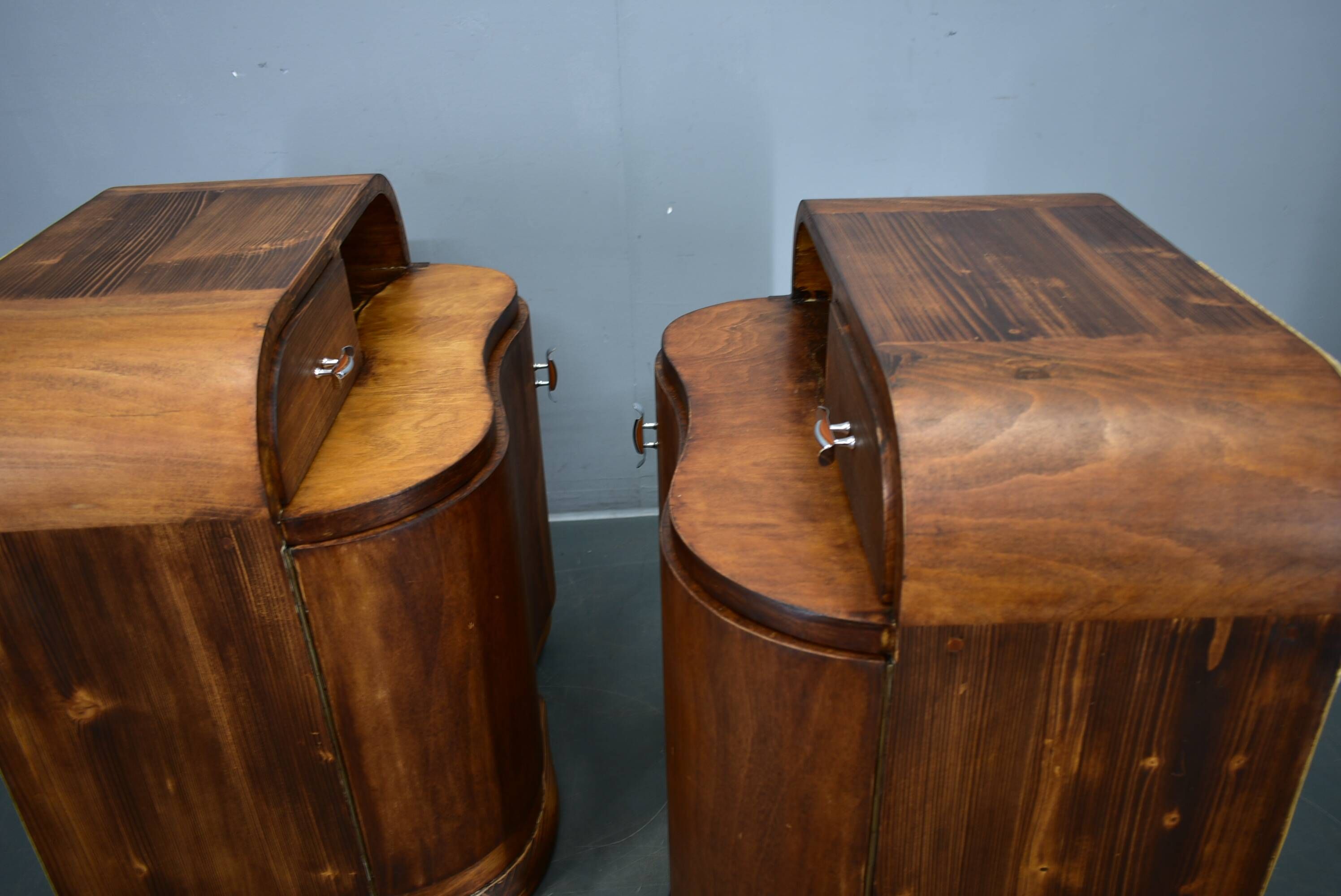 1939s Pair of Art Deco Bedside Tables, Czechoslovakia