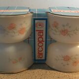Arcopal lot 4 ramekins scented pea pattern