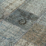 Handwoven Oriental Overdyed 173 cm x 243 cm Grey Patchwork Carpet