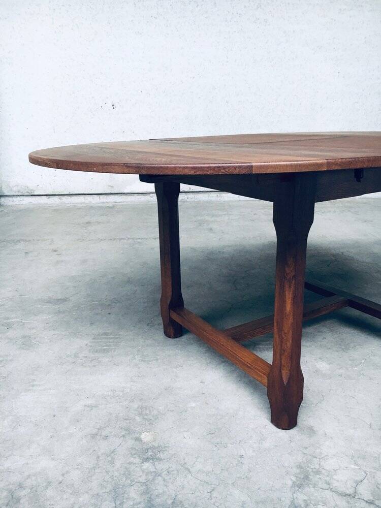 Popular Work Oak Extendable Dining Table, France, 1930s
