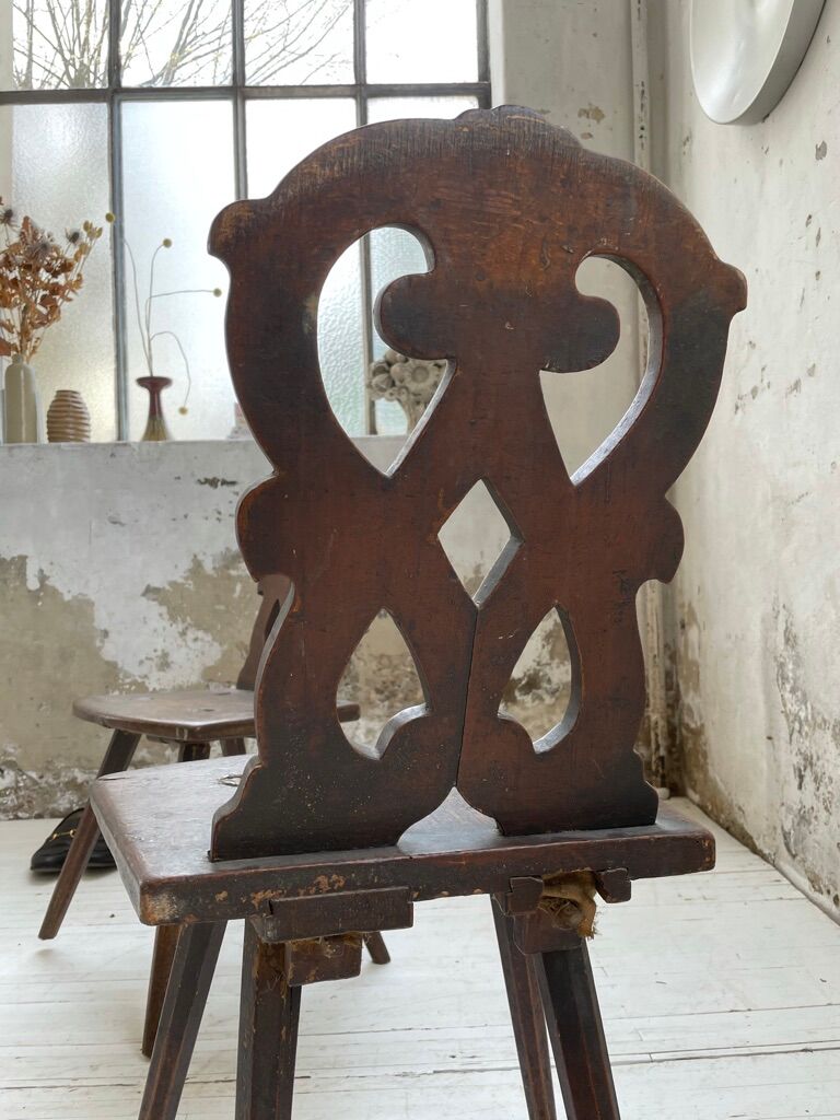 Pair of brutalist Alsatian mountain chairs 19th