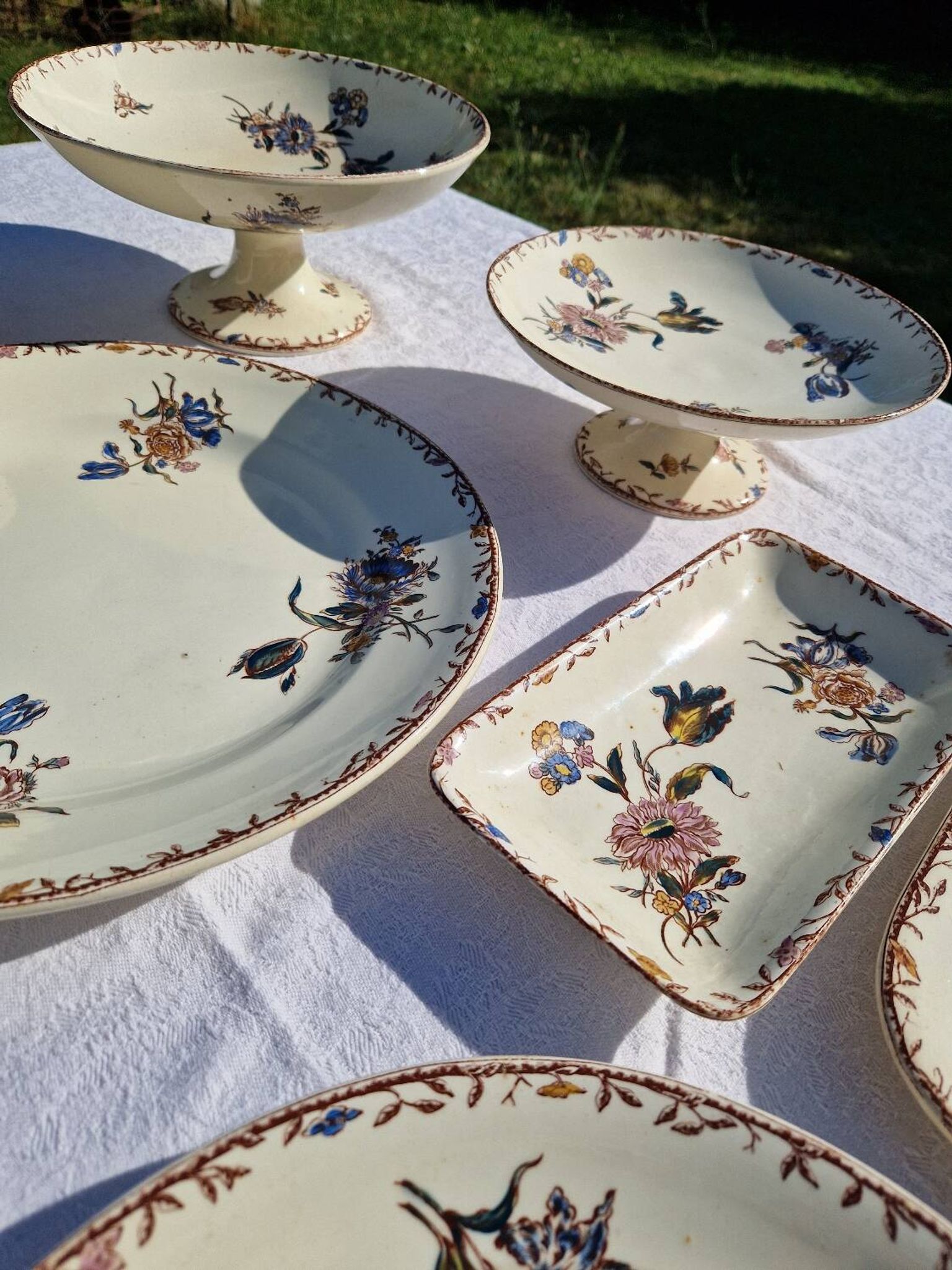 Clairefontaine earthenware plate and fruit bowl set, Saxe model