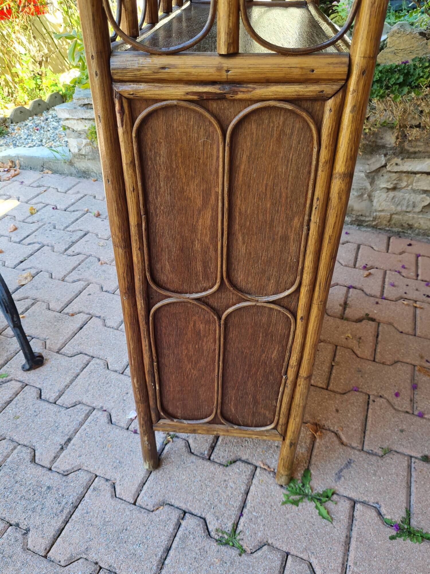 Rattan and canning furniture with vintage shelves