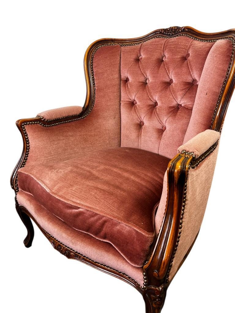 Vintage baroque armchair in old rose / single armchair