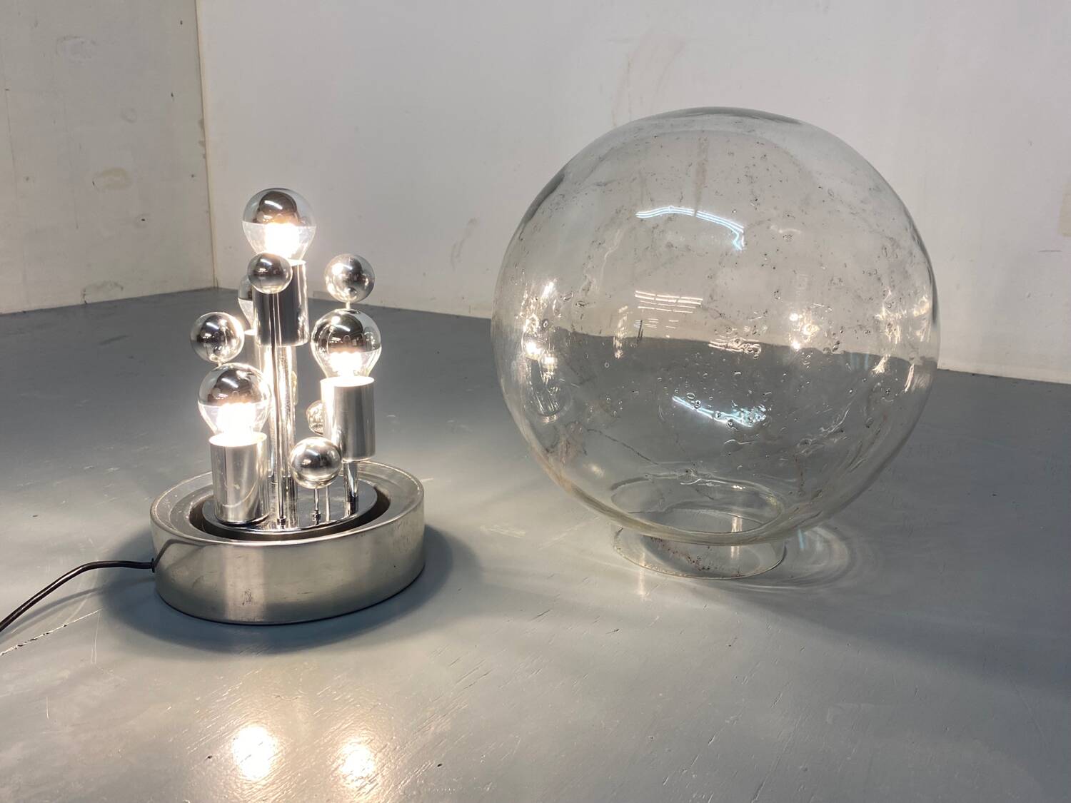 Vintage space age sputnik globe table floor lamp from doria leuchten, 1970s