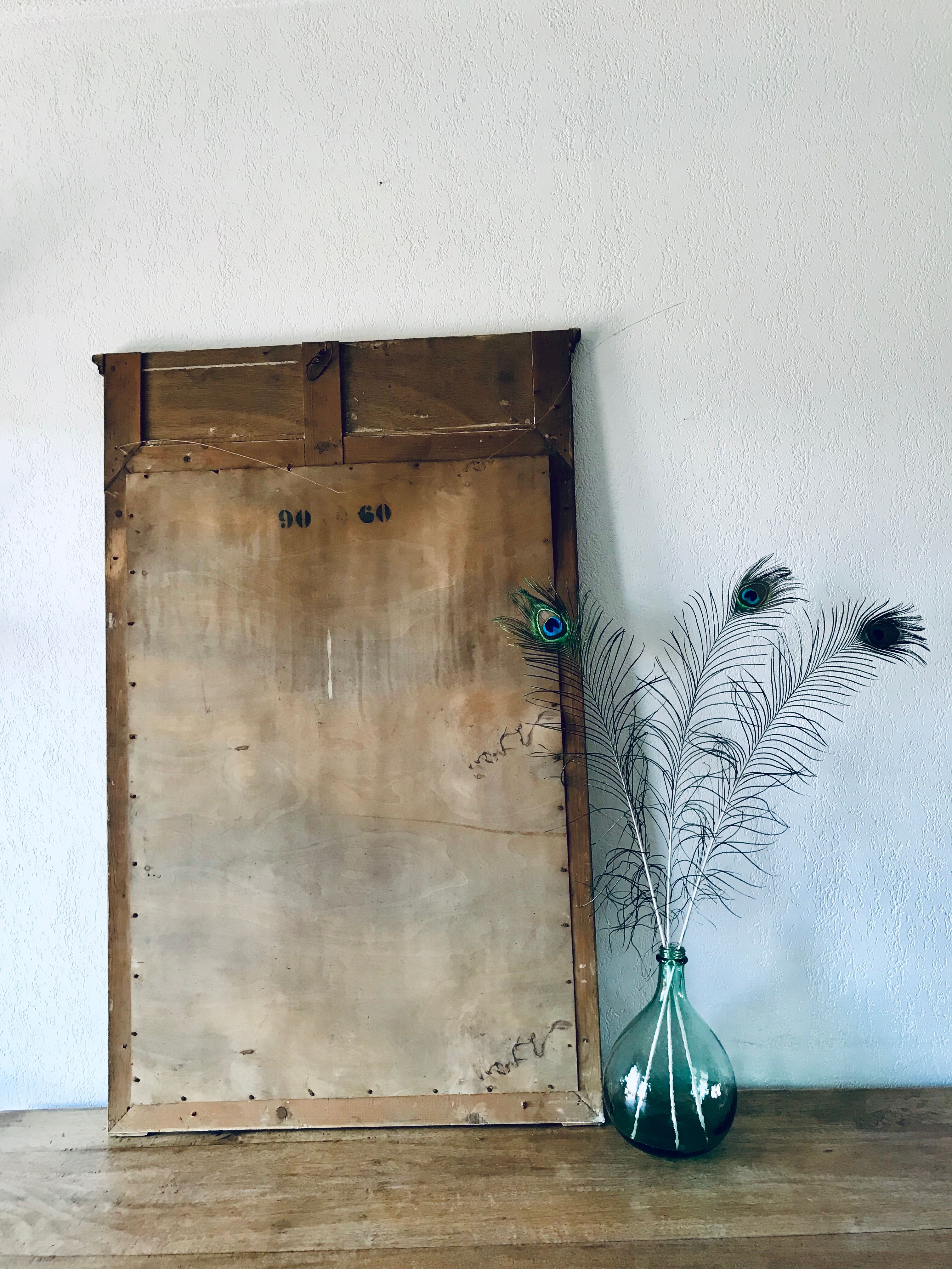 Gilded and beveled pier mirror 88x58cm