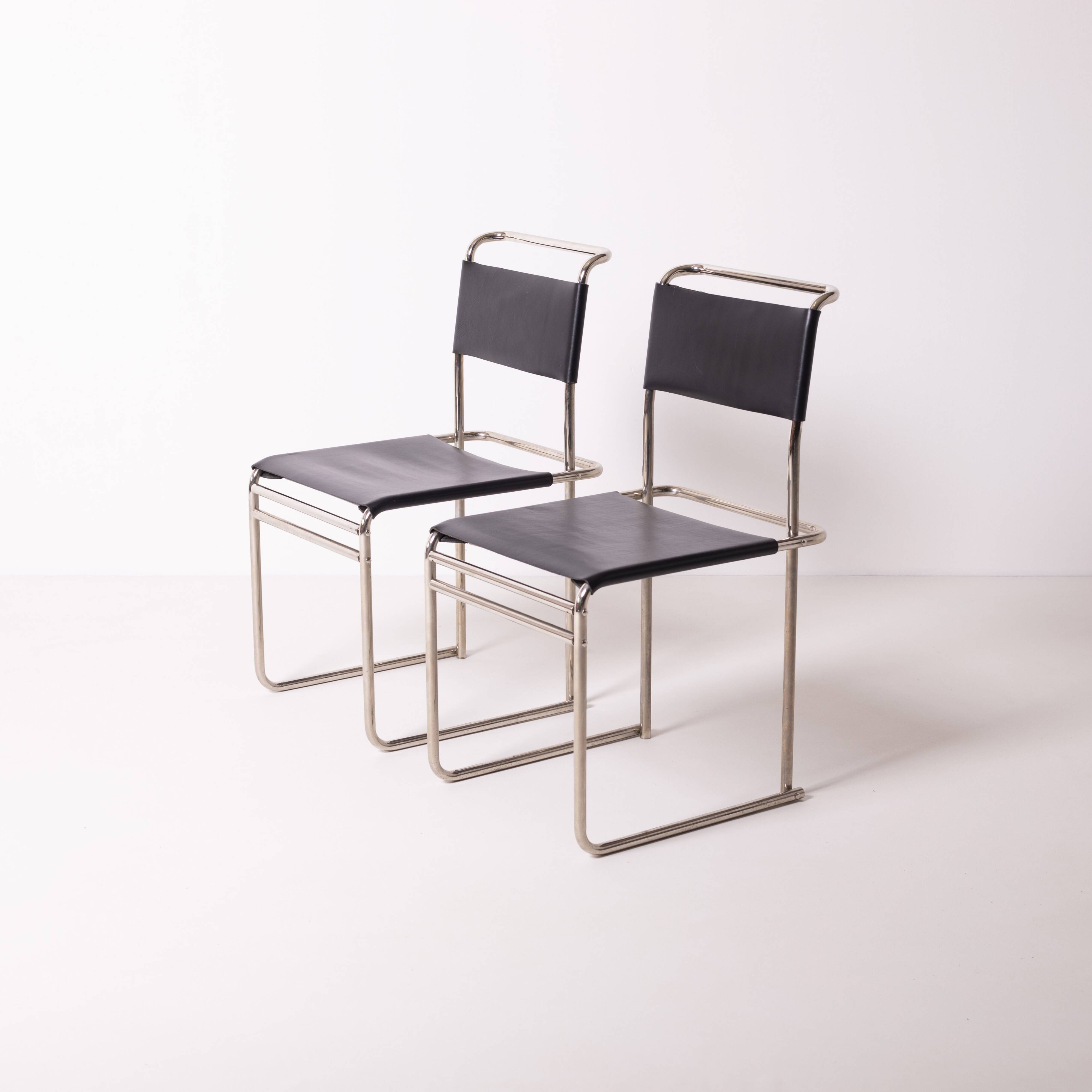 Marcel Breuer Bauhaus Tecta B40 dining chair in nickel plated bent steel an