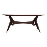 Midcentury Italian Oblong Marble Effect Table With Wood Base.