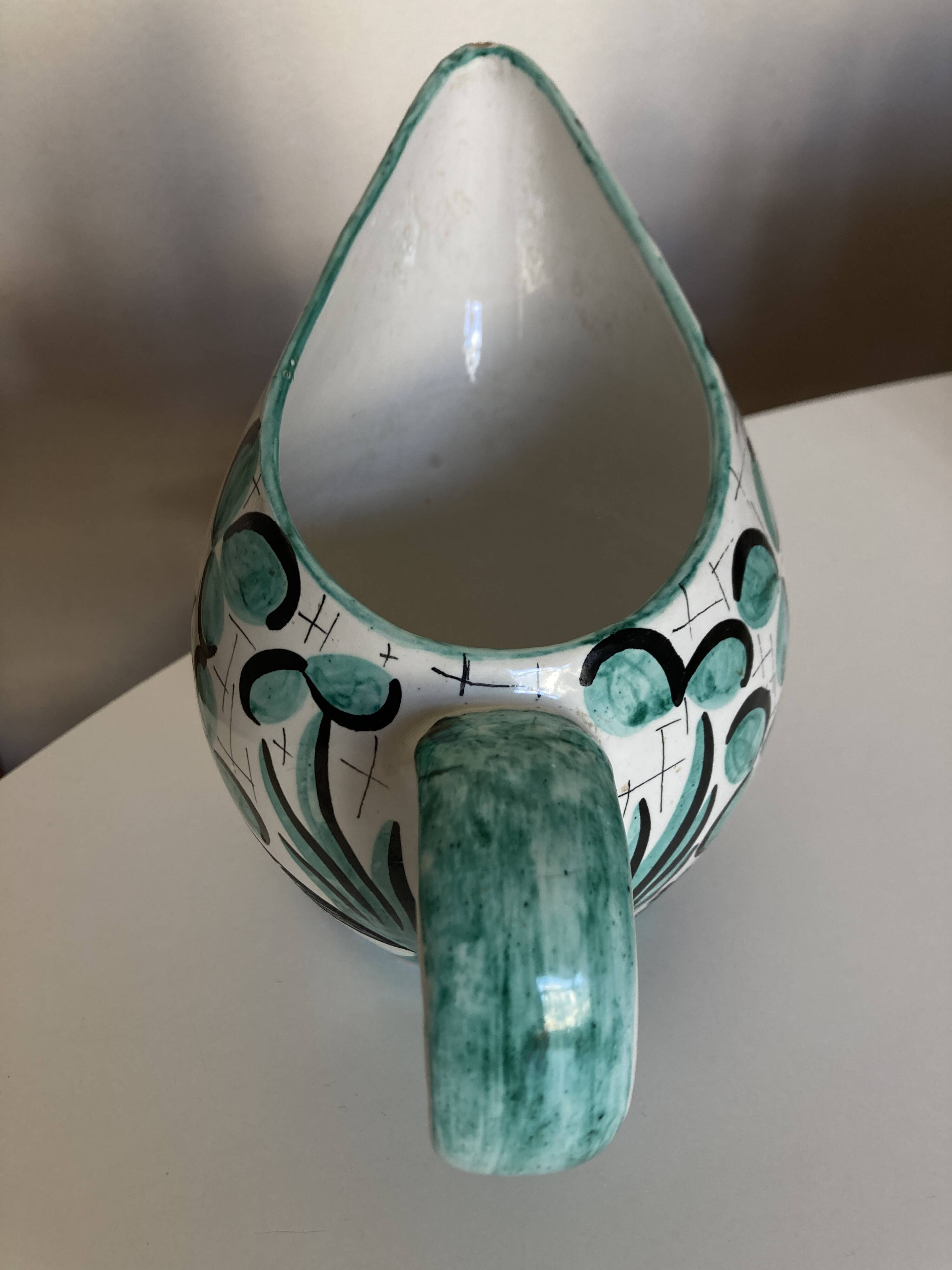 Mid century ceramic pitcher Deruta 1960 Umbria Italy