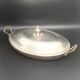 Oval dish with lid in white metal and copper