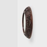 Grand miroir mural rustique en chêne avec sculptures florales, France années 1900