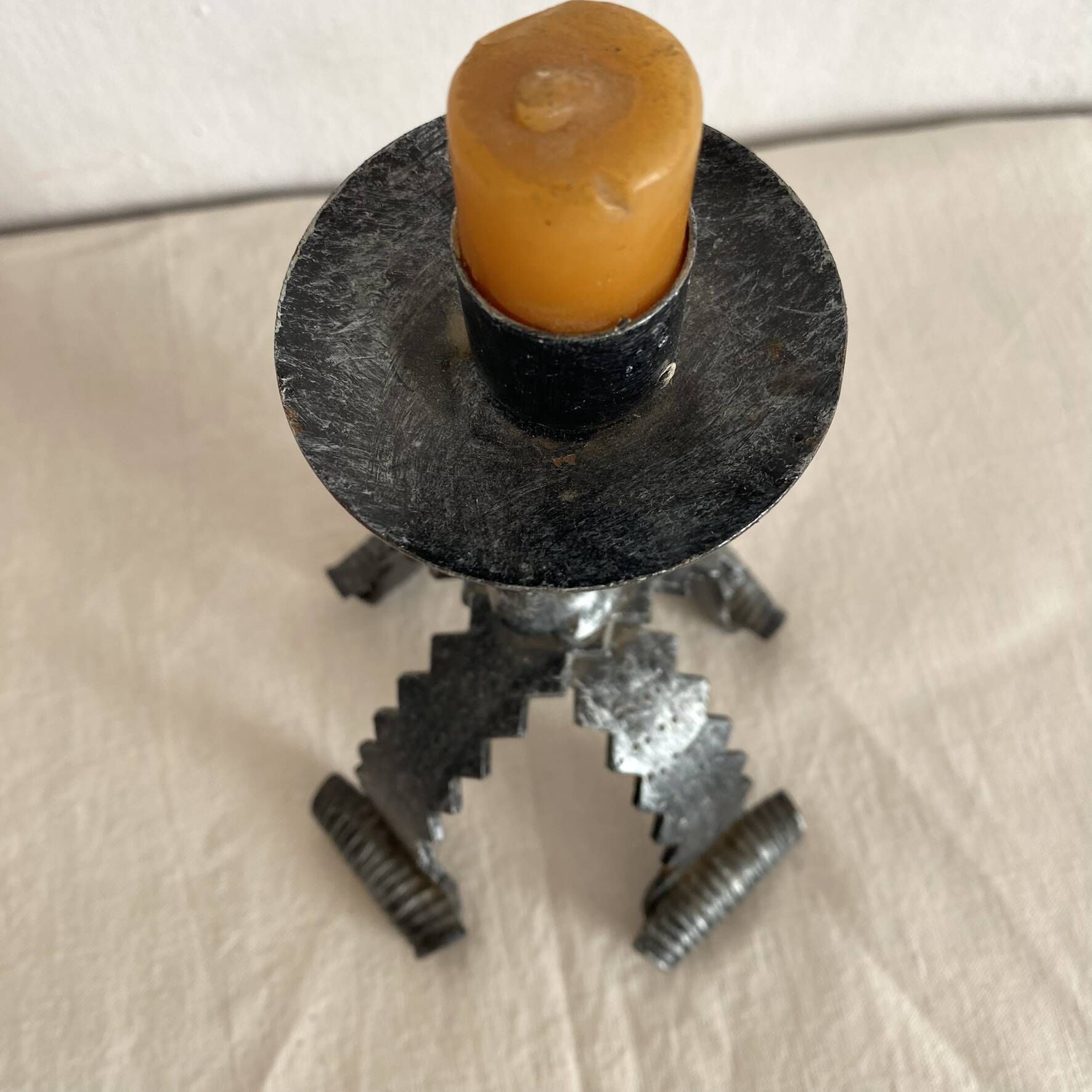 Wrought iron candlestick, chain candlestick from the 60s-70s.