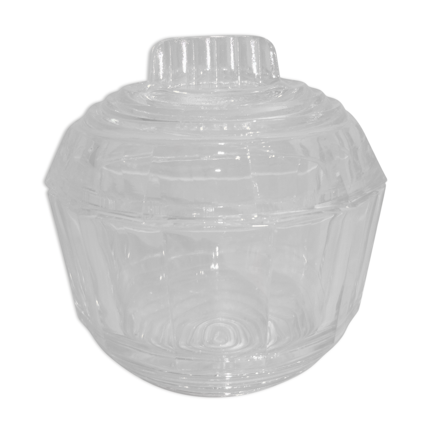 Sucrier de table en verre moulé transparent art déco