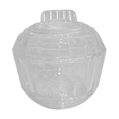 Sucrier de table en verre moulé transparent art déco