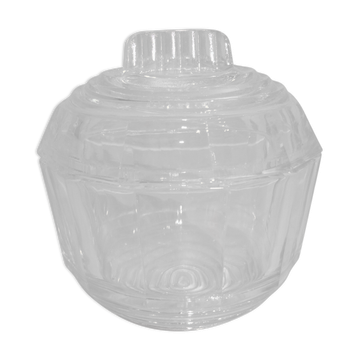 Art Deco transparent molded glass table sugar bowl