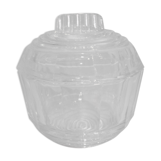 Art Deco transparent molded glass table sugar bowl