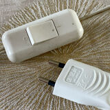 Mother-of-pearl and olive wood lamp