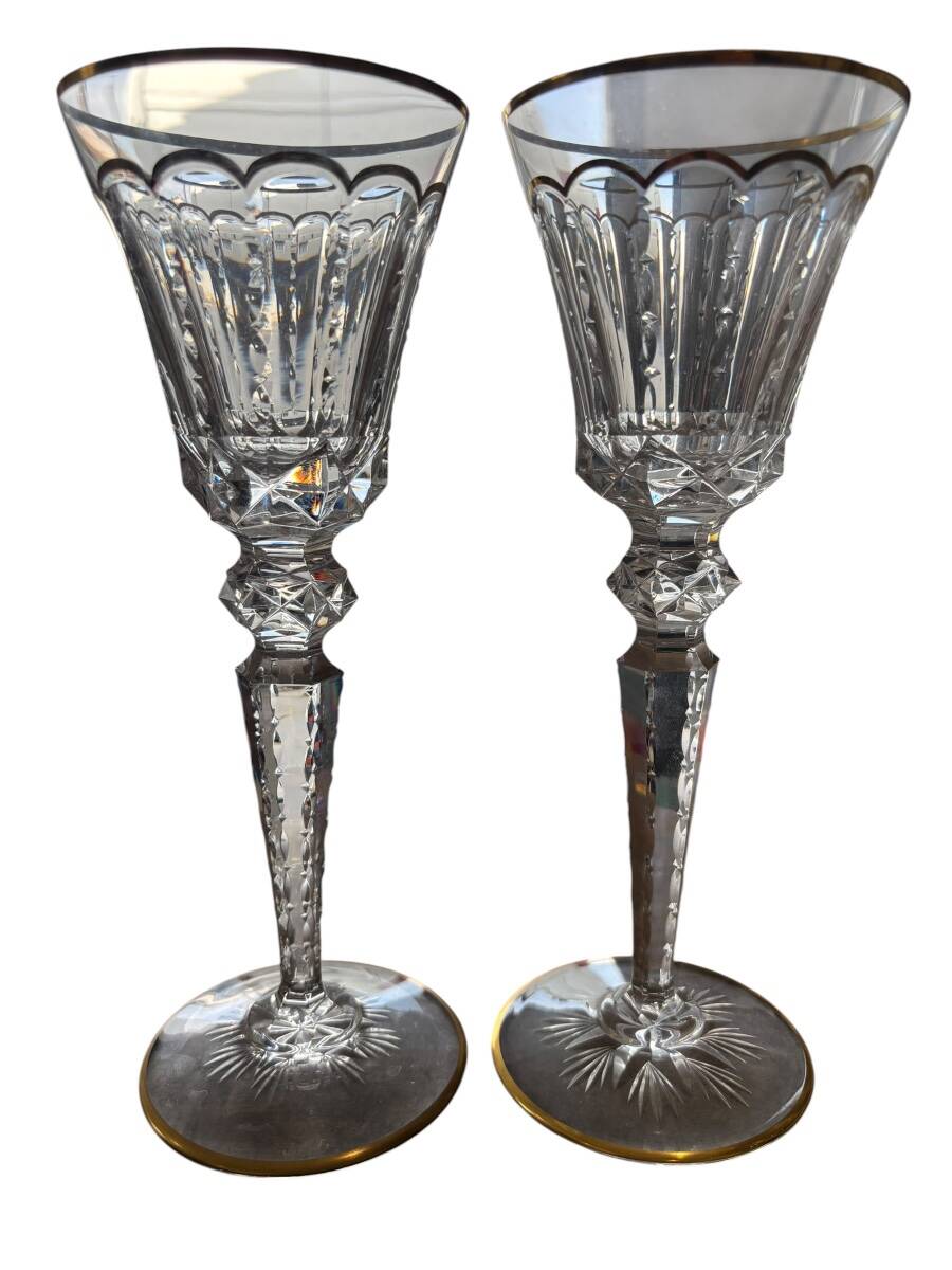 Ensemble de 2 grands verres en cristal Saint Louis "Excellence" ; Hauteur : 25 cm