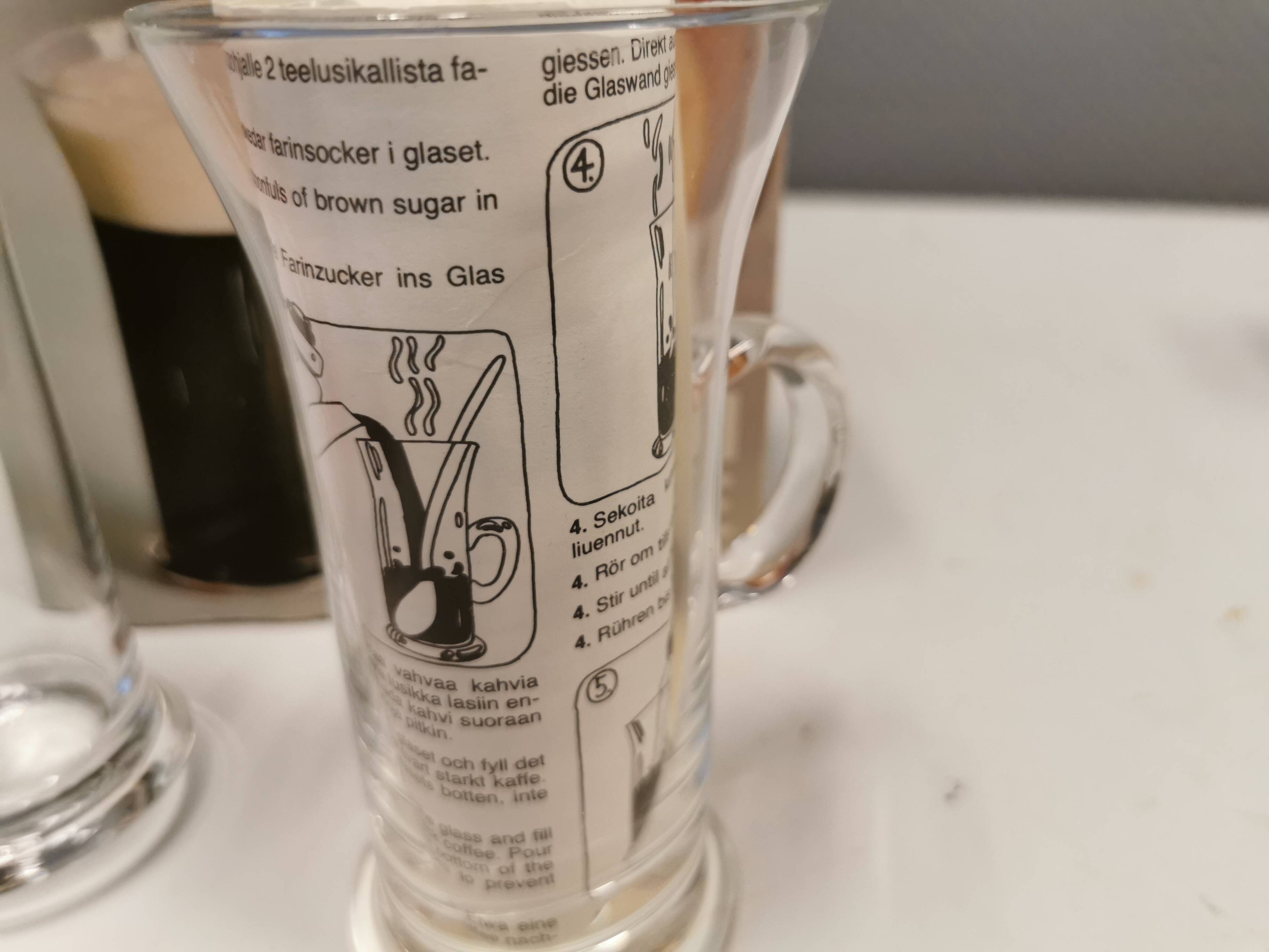 Original Irish coffee glasses from Arabia Finland, estimated 1980s, designed by Heikki Orvola