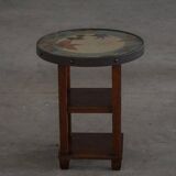 Art Nouveau, round side table with floral glass top, Danish cabinetmaker, 1920s