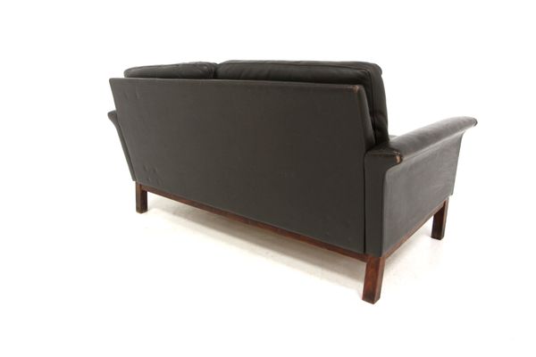 Canapé scandinave en cuir 2 places, Suède, 1950