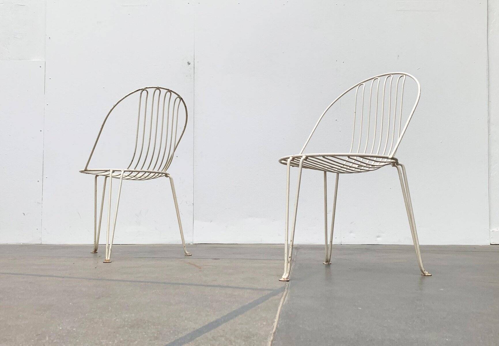 Set of 2 mid-century German metal garden chairs by Mauser Werke Waldeck