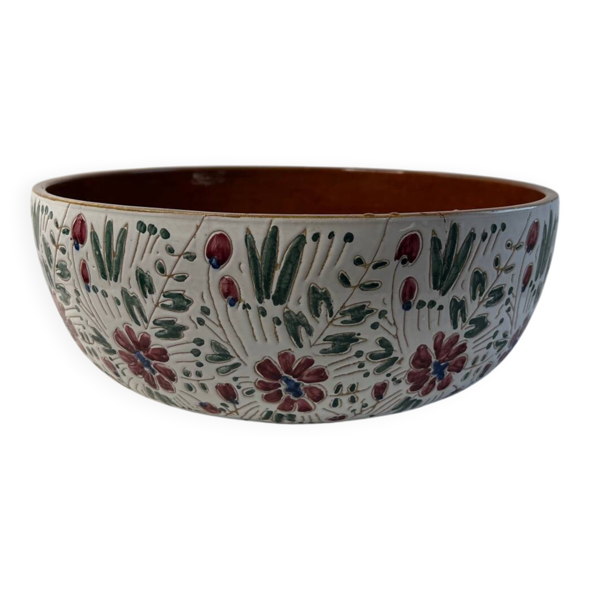 Very large hand-stamped salad bowl