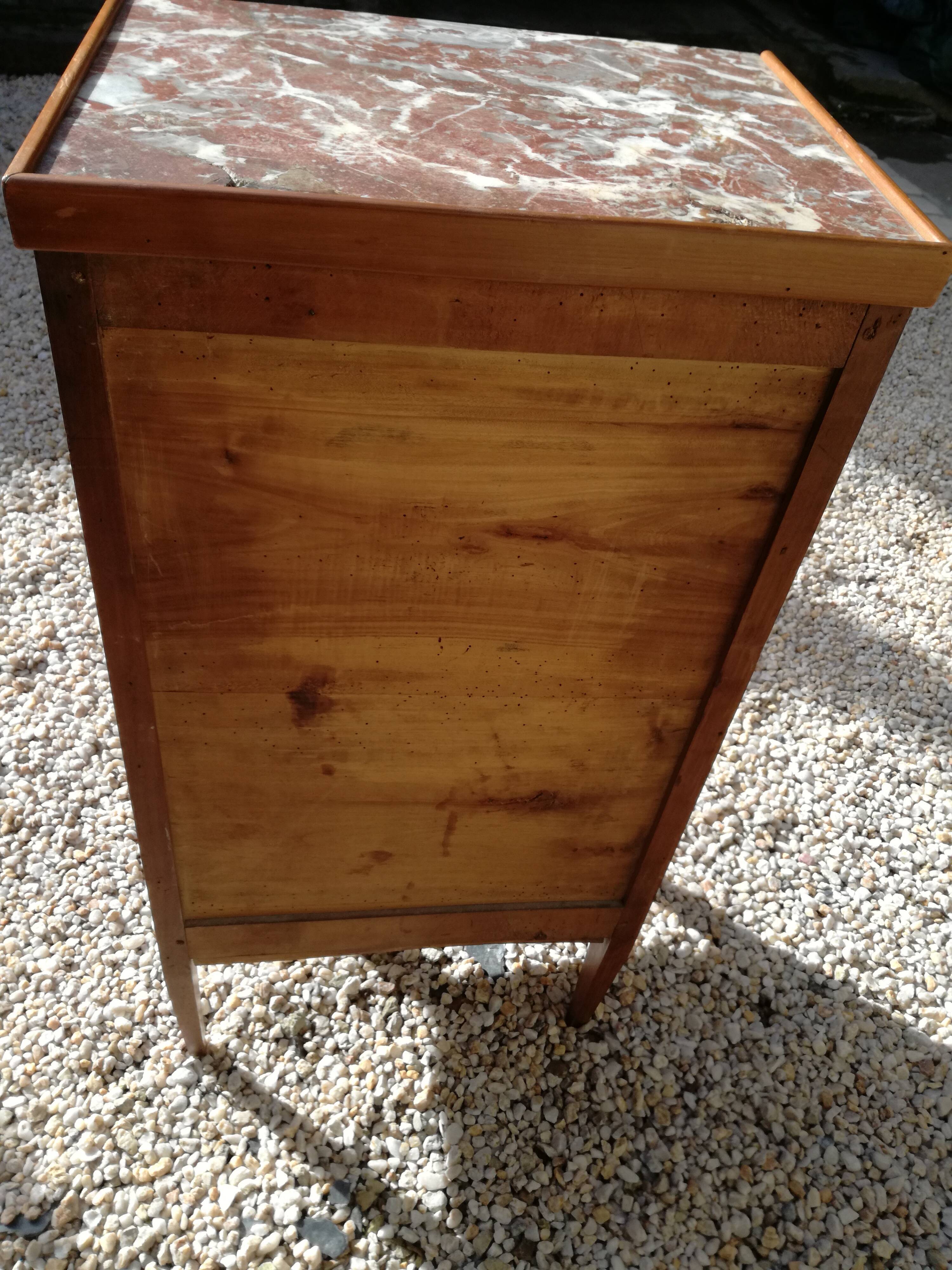 Louis XVI style ragpicker in marquetry and marble