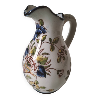 Petit pichet Malicorne décor fleuri peint à la main