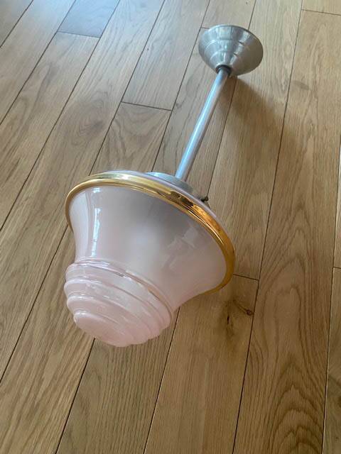 Pink glass pendant light