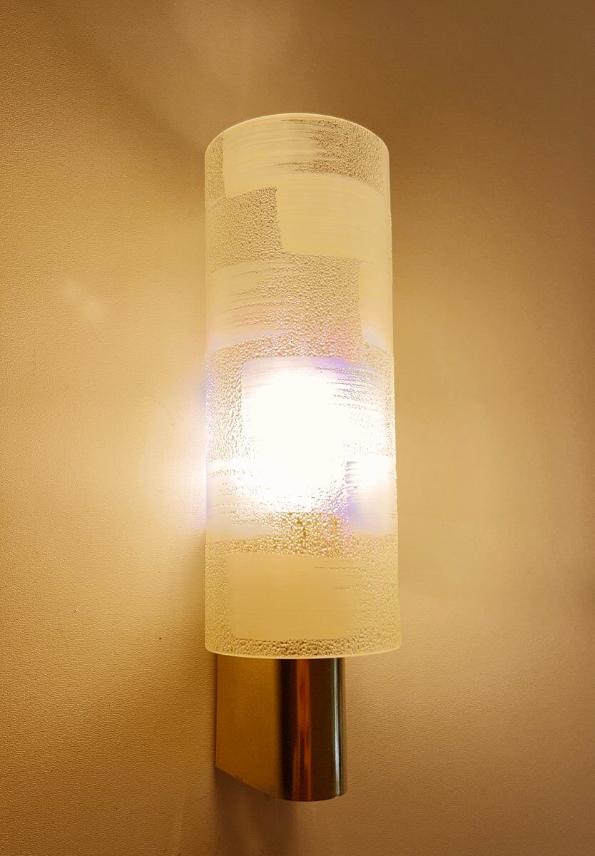 Vintage brass and glass sconces, 1970s, set of 2