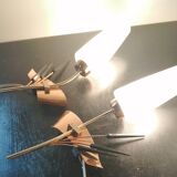 Pair of vintage brass and white glass sconces 1950-60