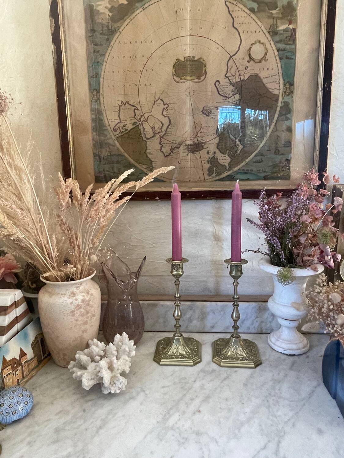 Paire de bougeoirs en laiton XIXème