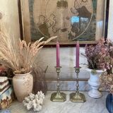 Paire de bougeoirs en laiton XIXème