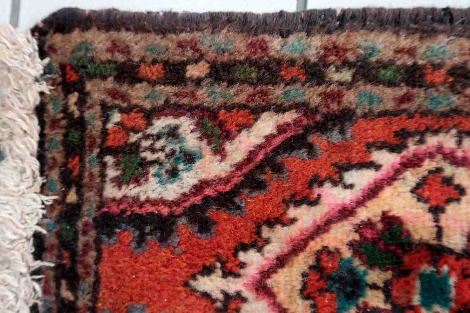 Vintage persian carpet hamadan handmade 35cm x 53cm 1970s