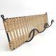 Wall coat rack 3 hooks in iron and woven wicker